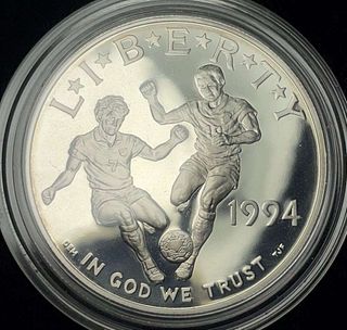 1994-S World Cup Proof Silver Commemorative Dollar