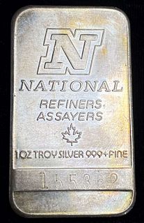 National Refiners Assayers 1 ozt. 999 Silver Bar