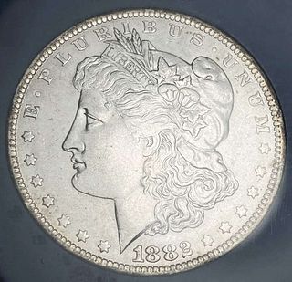 1882-O Morgan Silver Dollar AU58