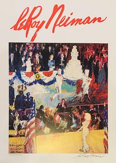 Leroy Neiman Hand signed offset lithograph "The presidents birthday party"