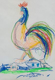 Moshe Bernstein  Original Drawing on paper  " Rooster "