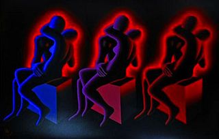 Mark Kostabi  Serigraph on paper  "claude's exercise in color theory"