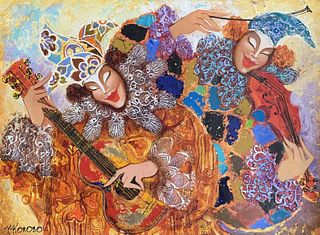 Korobov  Original painting on canvas  "Musicians"