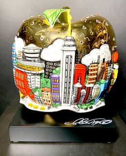 Charles Fazzino Hand-painted porcelain sculpture "POP GOES THE GOLD APPLE"