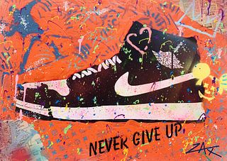 E.M. Zax Unique Acrylic on canvas "Never Give Up"