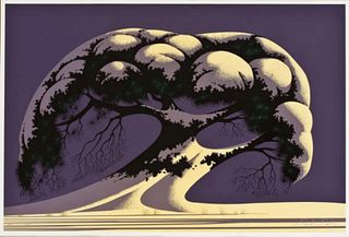 Eyvind Earle Color screenprint "Snow Tree"
