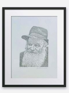 Guiilaume Azoulay Etching on paper "Rebbe"