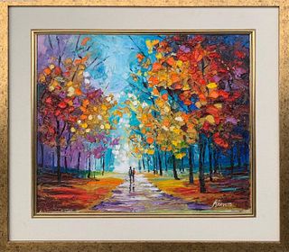 Kravits  Original Painting canvas  "Walk in the Park  "