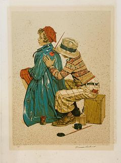 Norman Rockwell Lithogrtaph on paper  "She's My Baby"
