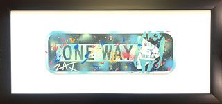 E.M. Zax Original Hand Painted in Acrylic Street Sign  "One Way"