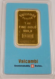 Valcambi Fine Gold 1 Troy Oz. Bar.