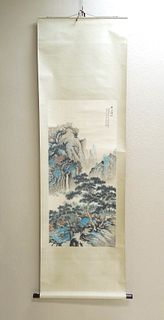 Chinese Ink and Color on Paper, Mountain Landscape.