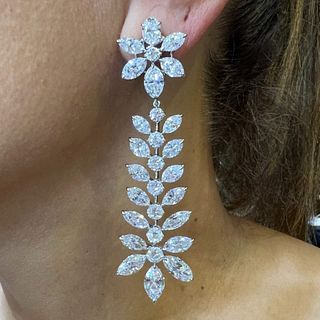 Platinum 28.94 Ct. Diamond Chandelier Earrings