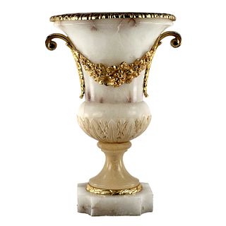 French Style Alabaster Gilt Bronze Mounted