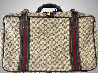 VINTAGE SMALL GUCCI GG COATED CANVAS SUITCASE
