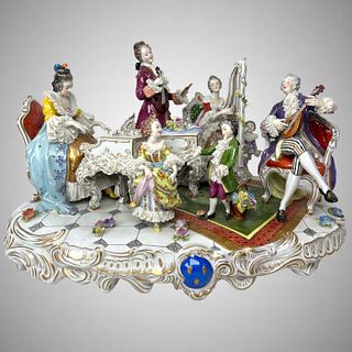 Large Hand Painted Dresden Porcelain Musical Group