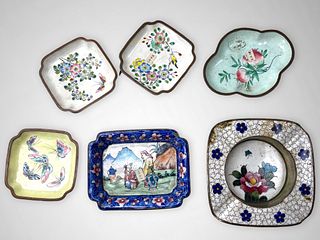 Collection of 6 Chinese Cloisenne Trinket Dishes