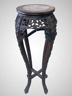 INCREDIBLE 19TH C. JAPANESE CARVED ROSEWOOD TABLE