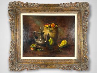INCREDIBLE OIL ON CANVAS STILL LIFE SIGNED ROBINS