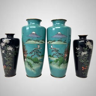 Group of 4 Japanese Cloisenne Vases