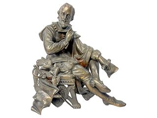 Vintage William Shakespeare Statue Metal Cast
