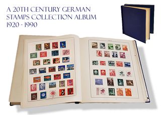 A RARE 20TH C. GERMAN POSTAGE STAMPS COLLECTION ALBUM, 1920 - 1990