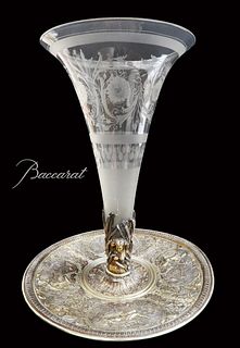 19th Century French Baccarat Crystal Silver-plated Bronze Figural Centerpiece