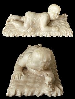 The Lying Down Child, A 19th Century Marble Sculpture
