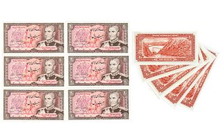 A Set Of Six 20 Rials Iran Mohammad Reza Shah Pahlavi Banknotes