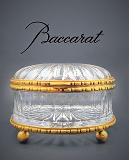 19th C. French Baccarat Crystal Bronze Casket Box