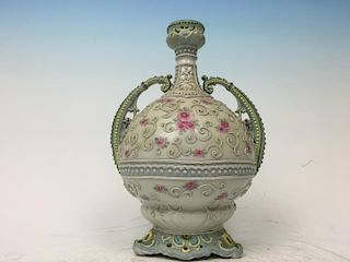 ANTIQUE Japanese Mirage Bottle vase, Meiji period.  10 1/2" high