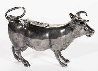 VICTORIAN ENGLISH IMPORTED CONTINENTAL STERLING SILVER COW CREAMER