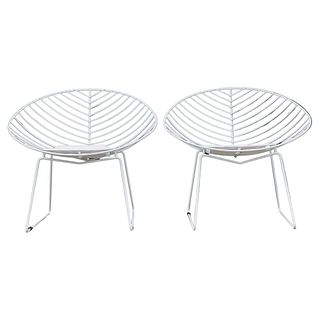 Pair of Leaf Chairs in Solid Steel and White Finish
