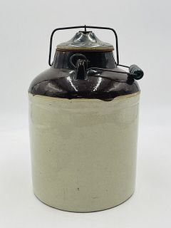 Large Antique 1102 Weir Stoneware Jar With Lid