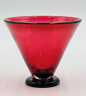 Art Glass Footed Vase by Correia Glass, Signed & Dated 2005