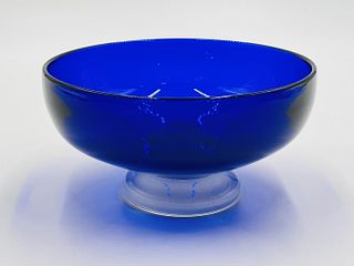 Cobalt Blue Art Glass Bowl by Correia Glass, Signed & Dated, Certificate of Authenticity