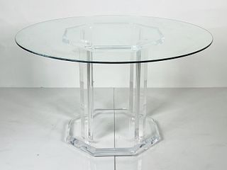 Octagonal Lucite Pedestal Table Base