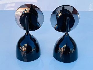 Pair of Wall Sconces in Black Lacquered Finish