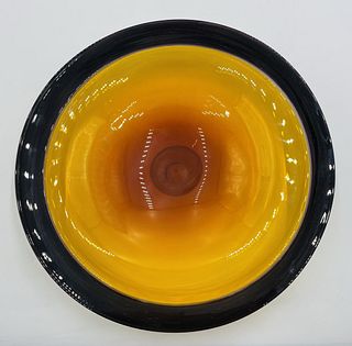 Lilac & Amber, XL Art Glass Bowl by Correia, Signed, Dated & With COA