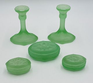 Indiana Diamond Point, Candle Holders & Vanity Lidded Boxes