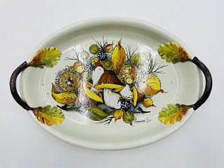 Vintage Hand Made & Hand Painted Serving Plater, Signed
