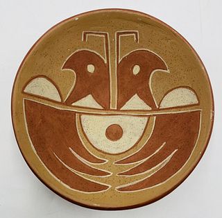 Native American Red Clay Pottery Bowl Signed CPI Garcia, San Juan Pueblo