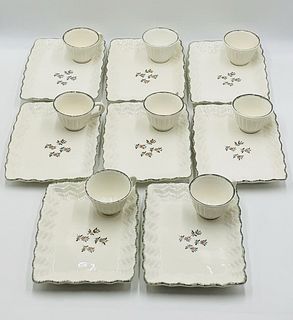 Set of 8 Vintage Dinner/Snack Trays with Tea/Coffee Cups made in Italy