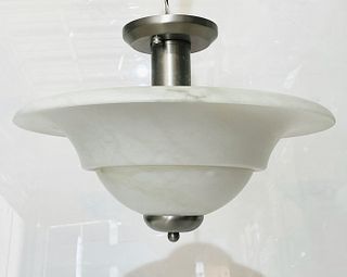 Alabaster and Brushed Nickel Chandelier Made in Spain