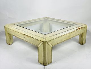 Large Coffee Table Embossed in Leather in the style of Karl Springer