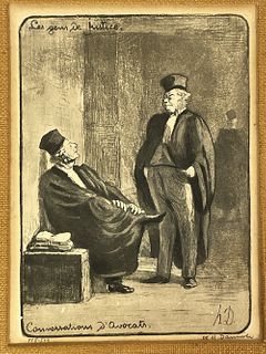 Honore Daumier Pencil Signed Lithograph Conversations Da'Avocats 118/500