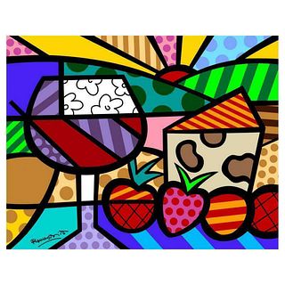 Britto, "Toast To Life" Hand Signed Limited Edition Giclee on Canvas; COA