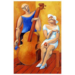 Yuroz, "The Cello" Hand Signed Limited Edition Serigraph with Certificate of Authenticity.