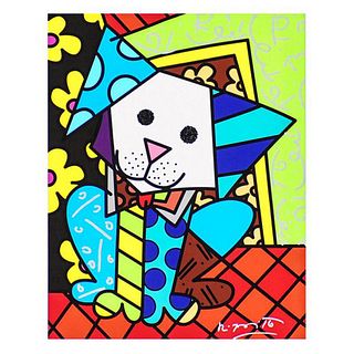 Britto, "Coco" Hand Signed Limited Edition Giclee on Canvas; Authenticated.