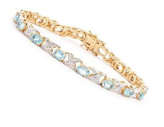9.05 cwt. Blue Topaz & Diamond Designer Bracelet $1,330